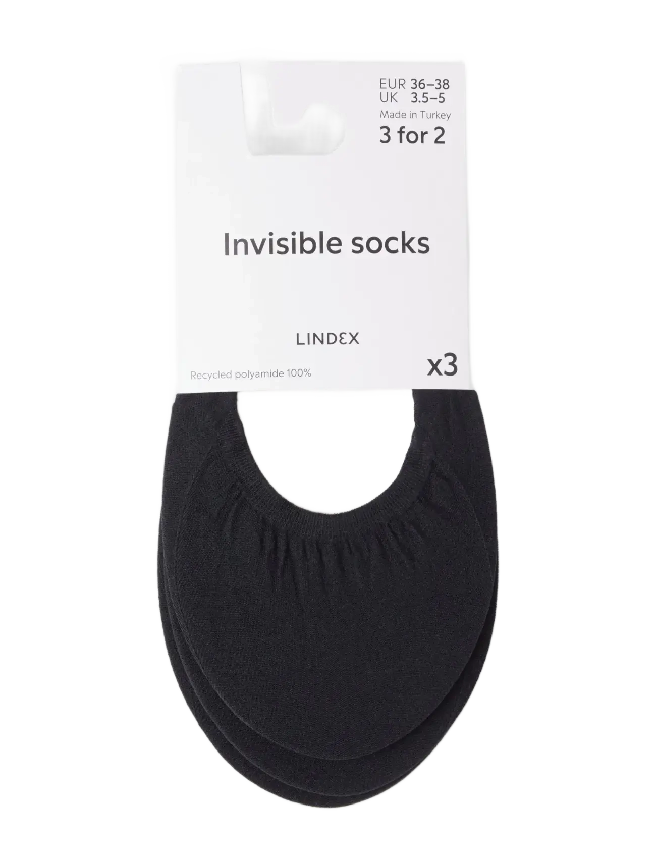 Lindex Invisible Socks, 39/41, Black, Sokker > Footies-Ankelsokker, Dame