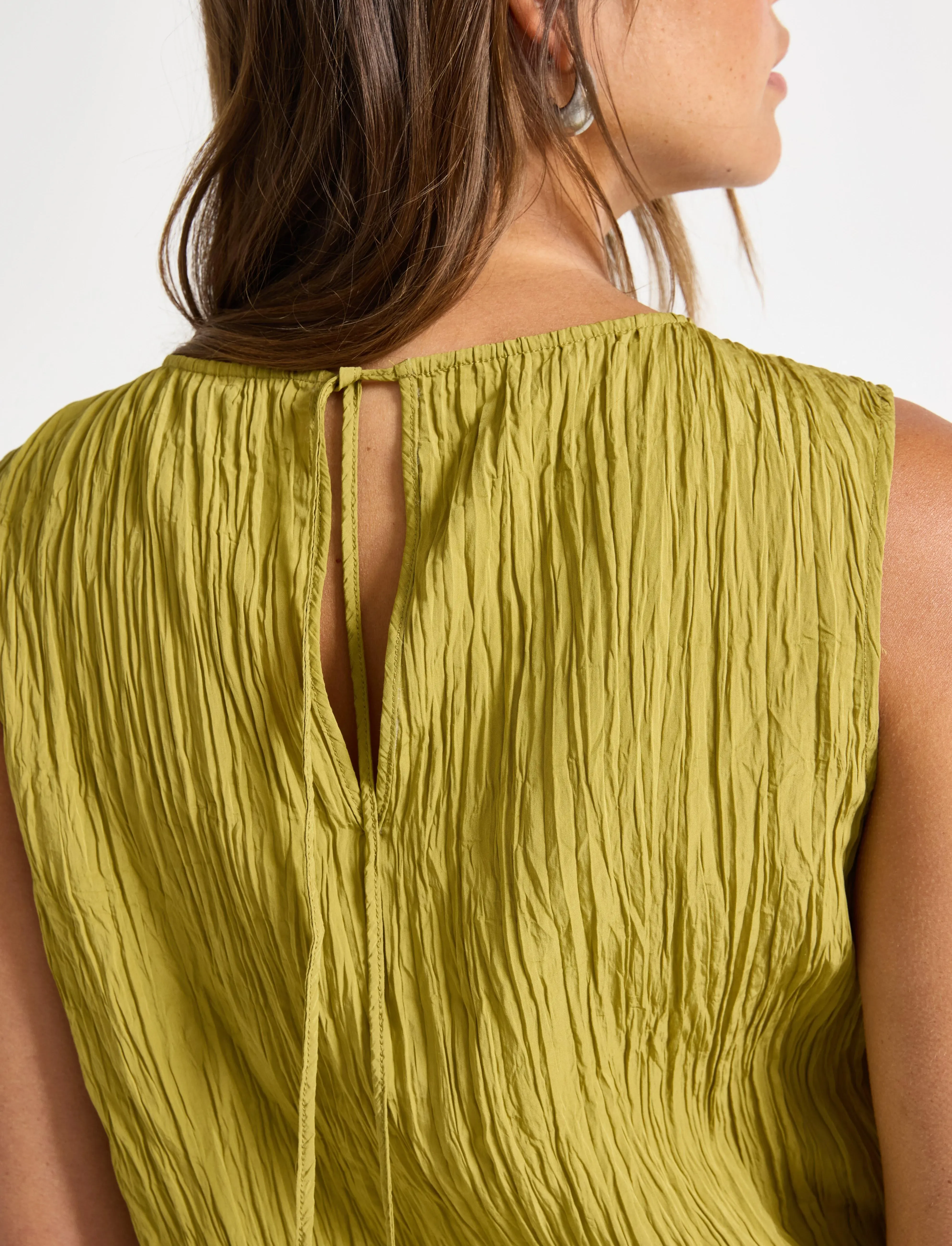 Lindex - Blouse Verona crinkle - dusty green - 4