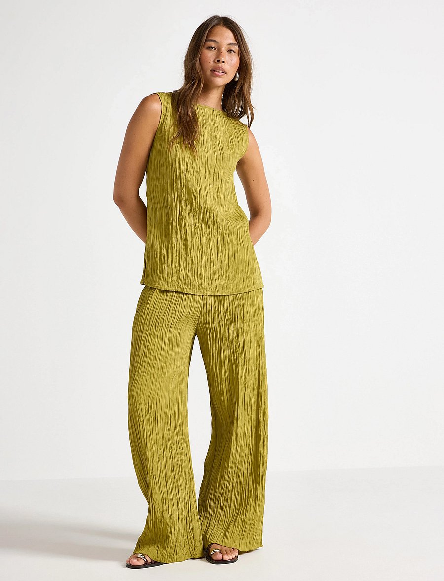Lindex - Trouser Verona crinkle - hose mit geradem bein - dusty green - 0
