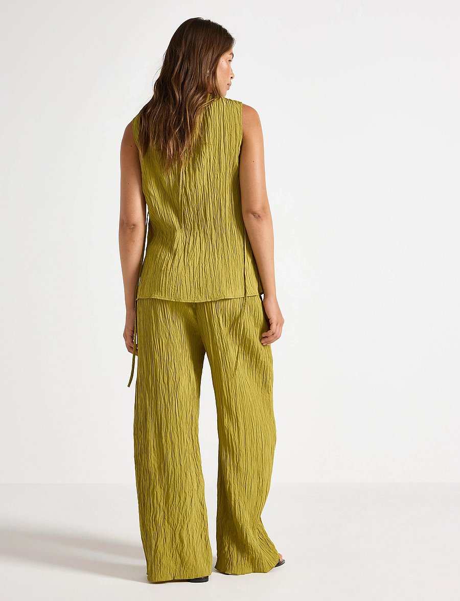 Lindex - Trouser Verona crinkle - hose mit geradem bein - dusty green - 3