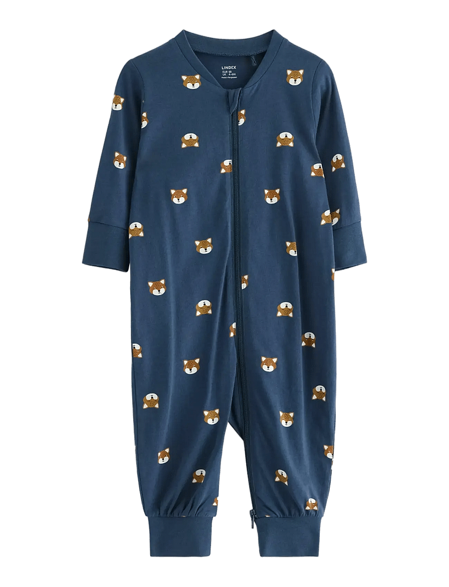 Lindex - Sleepsuit with application at the back - sovoveraller - dark blue - 0