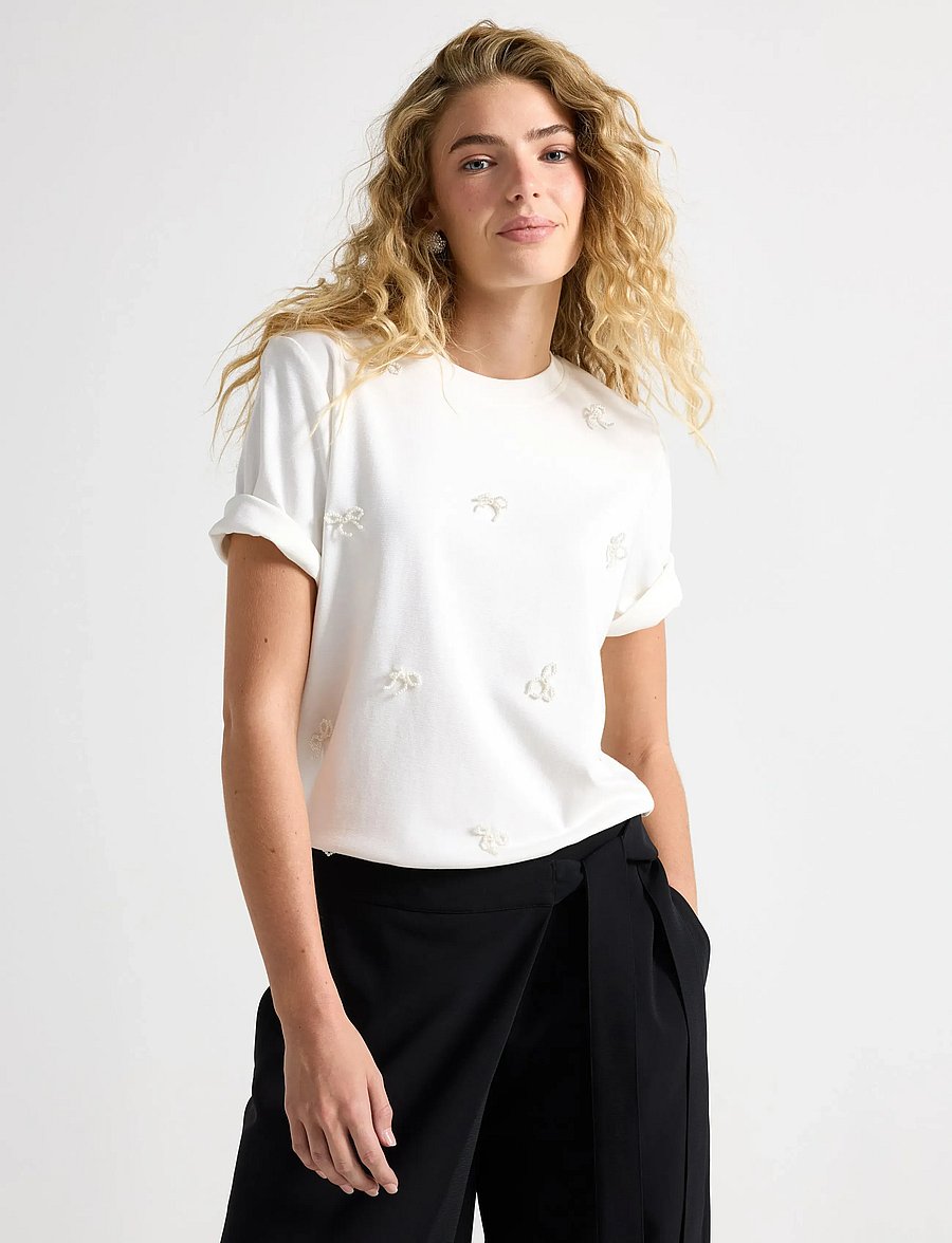 Lindex - Top Josefin - t-shirts - off white - 0