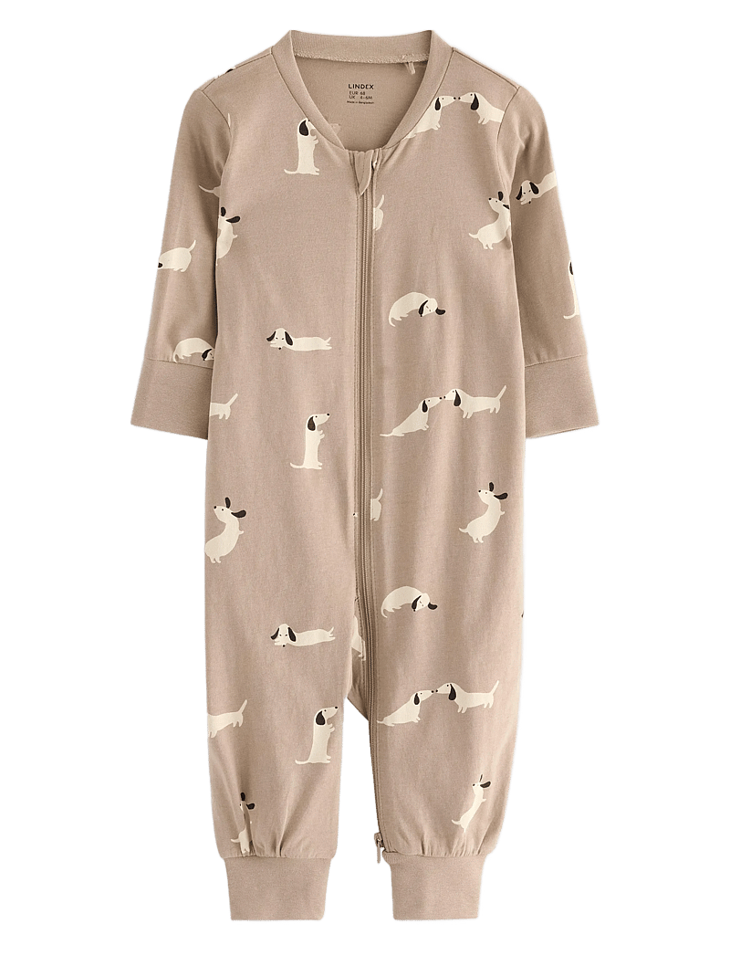 Lindex - Pyjamas dogs aop - sleeping overalls - dusty beige - 0