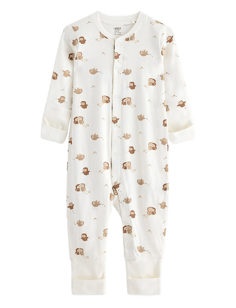 Lindex - Pyjamas w foldover - light dusty white - 0