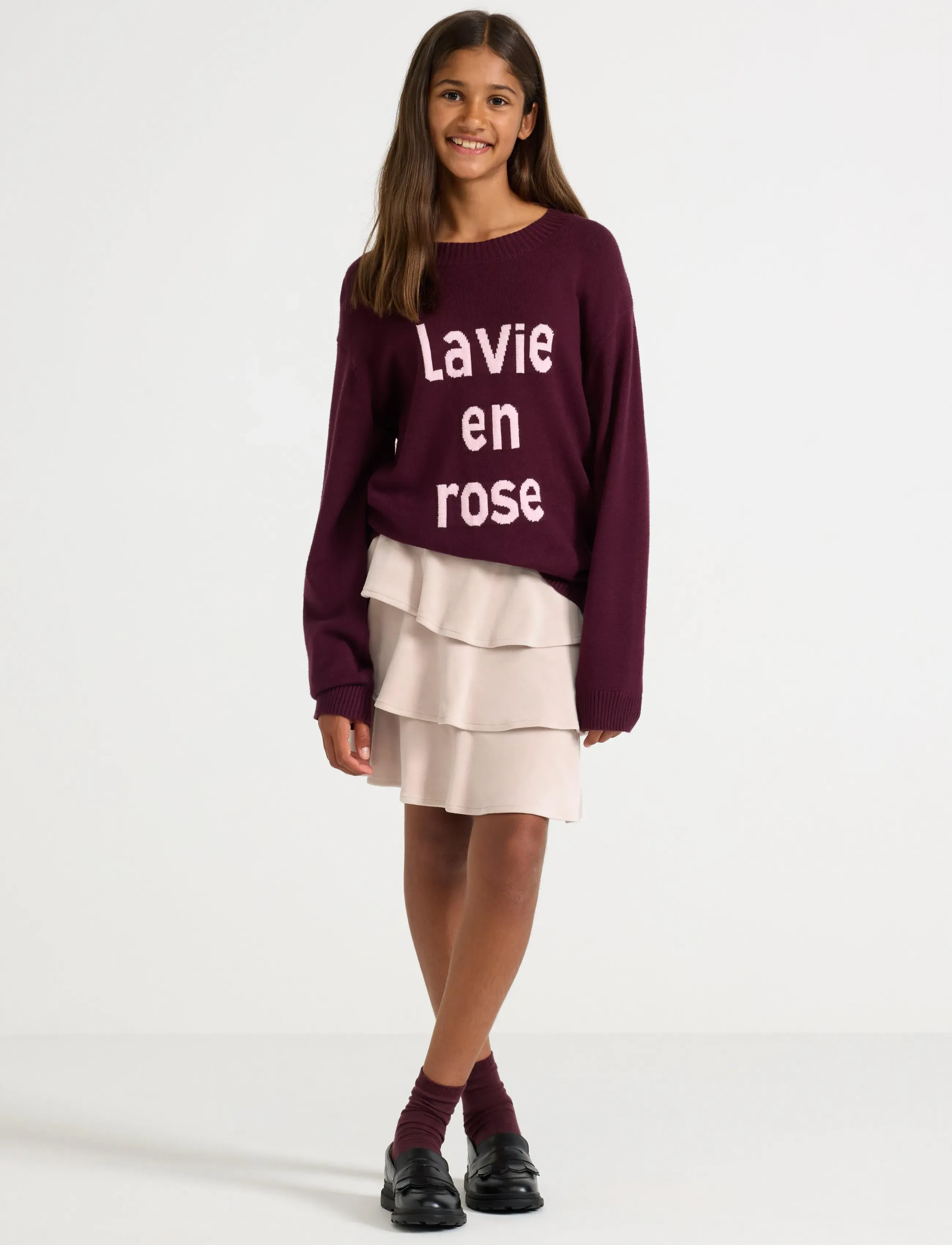 Lindex Skirt velour - Klänningar & Kjolar - LIGHT GREY / pink/rose