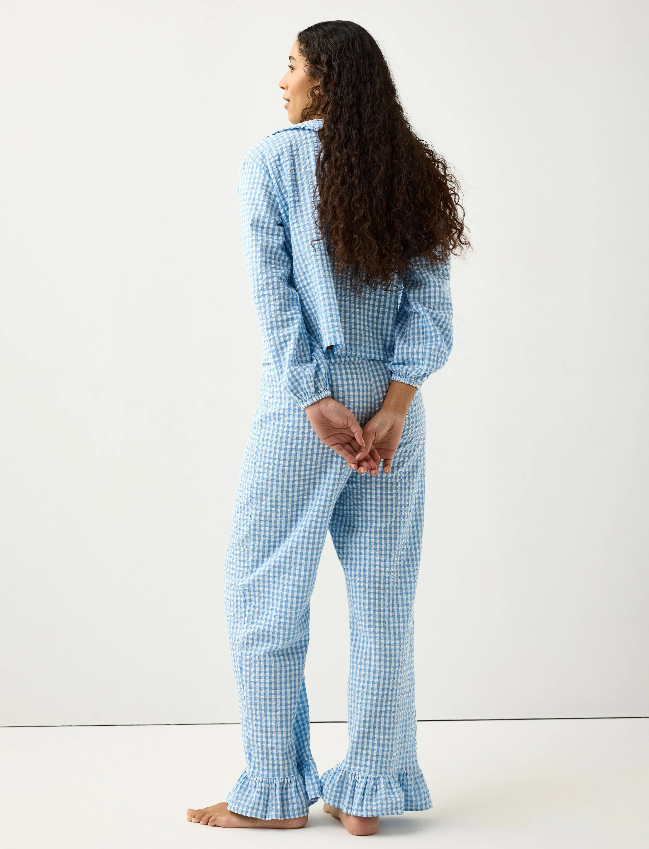 Lindex - Pyjama trousers in seersucker - natbukser - light blue - 3