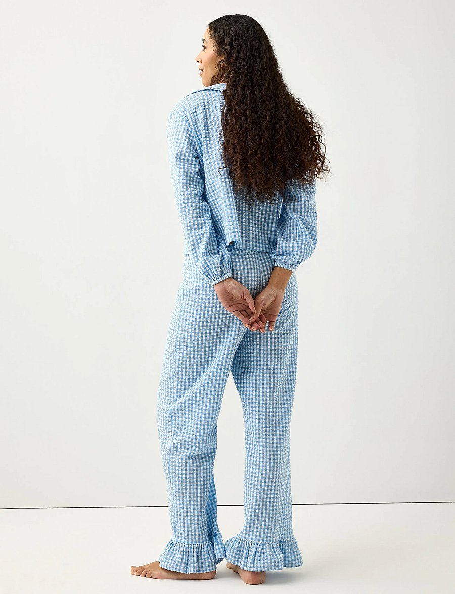 Lindex - Pyjama trousers in seersucker - pyjamasbyxor - light blue - 3