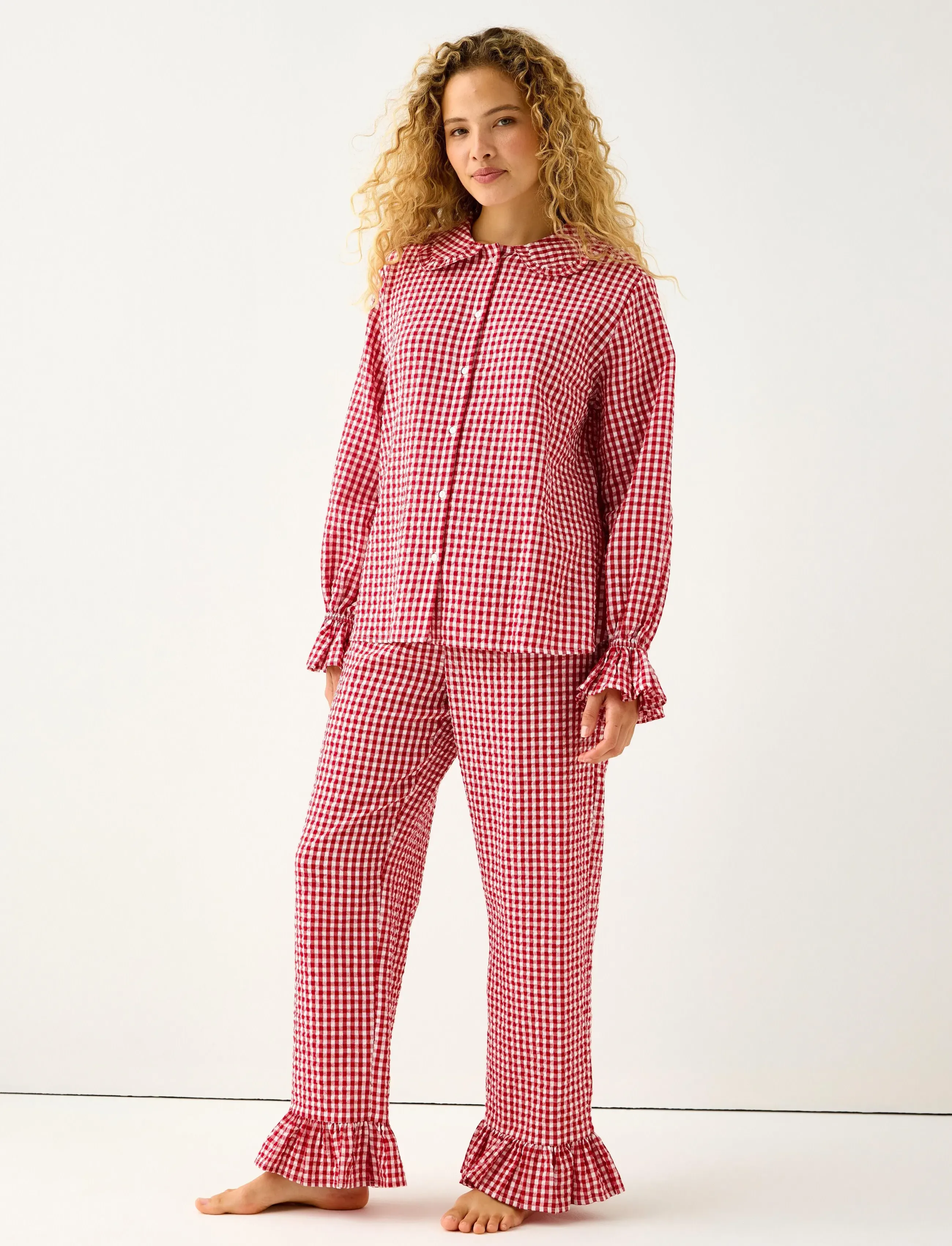 Lindex NW Pyjama trouser seersucker f - Nattøj & Loungewear - RED / red