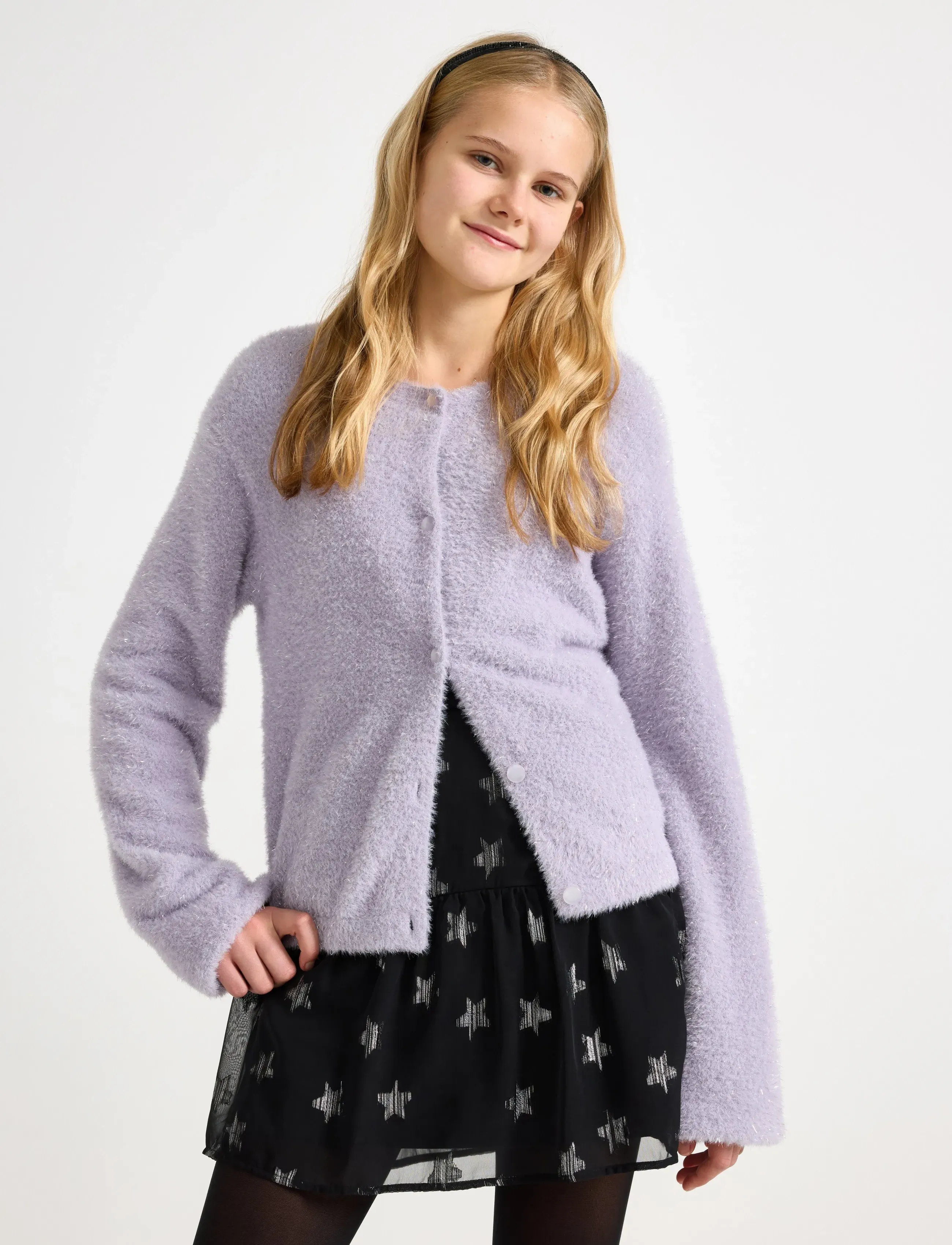 Lindex Cardigan I Fjädergarn, 170, Purple, Strik > Cardigans, Børn