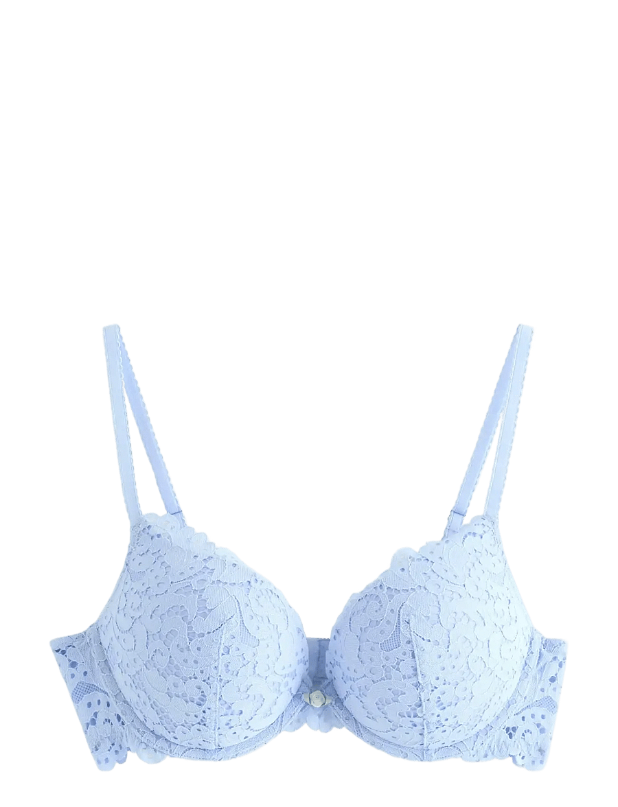Lindex - Malva push-up bra with lace - push-up bhs - light blue - 1