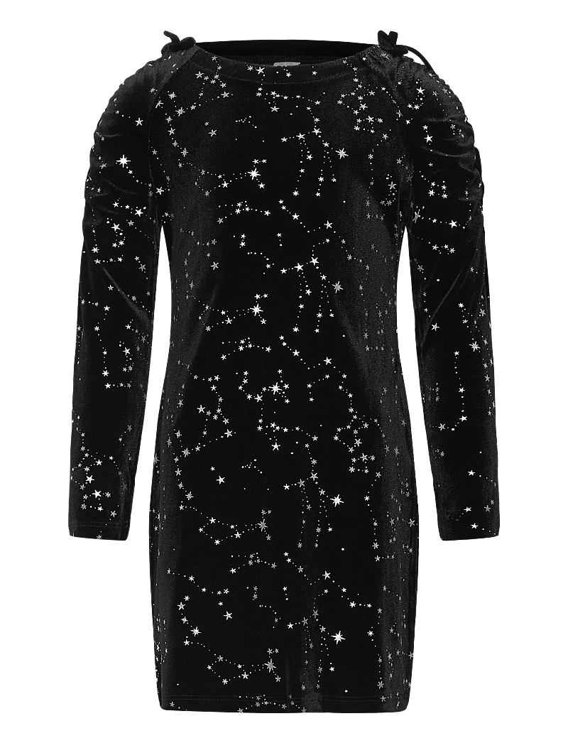 Lindex - Dress long sleeve velvet - langærmede hverdagskjoler - black - 1