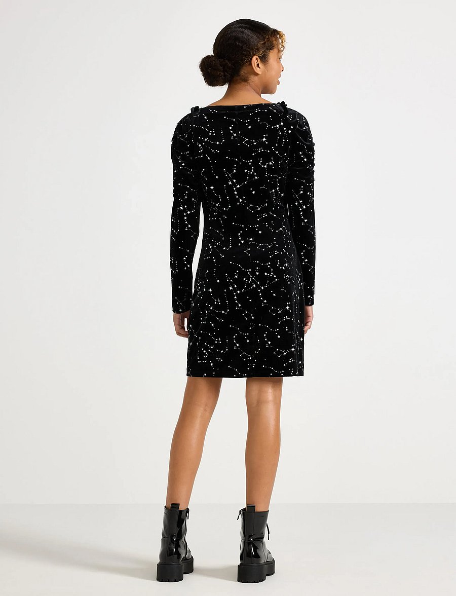 Lindex - Dress long sleeve velvet - casual jurken met lange mouwen - black - 3