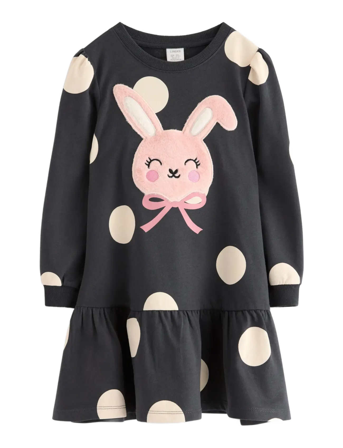 Dress AOP and pile applique - DARK DUSTY GREY