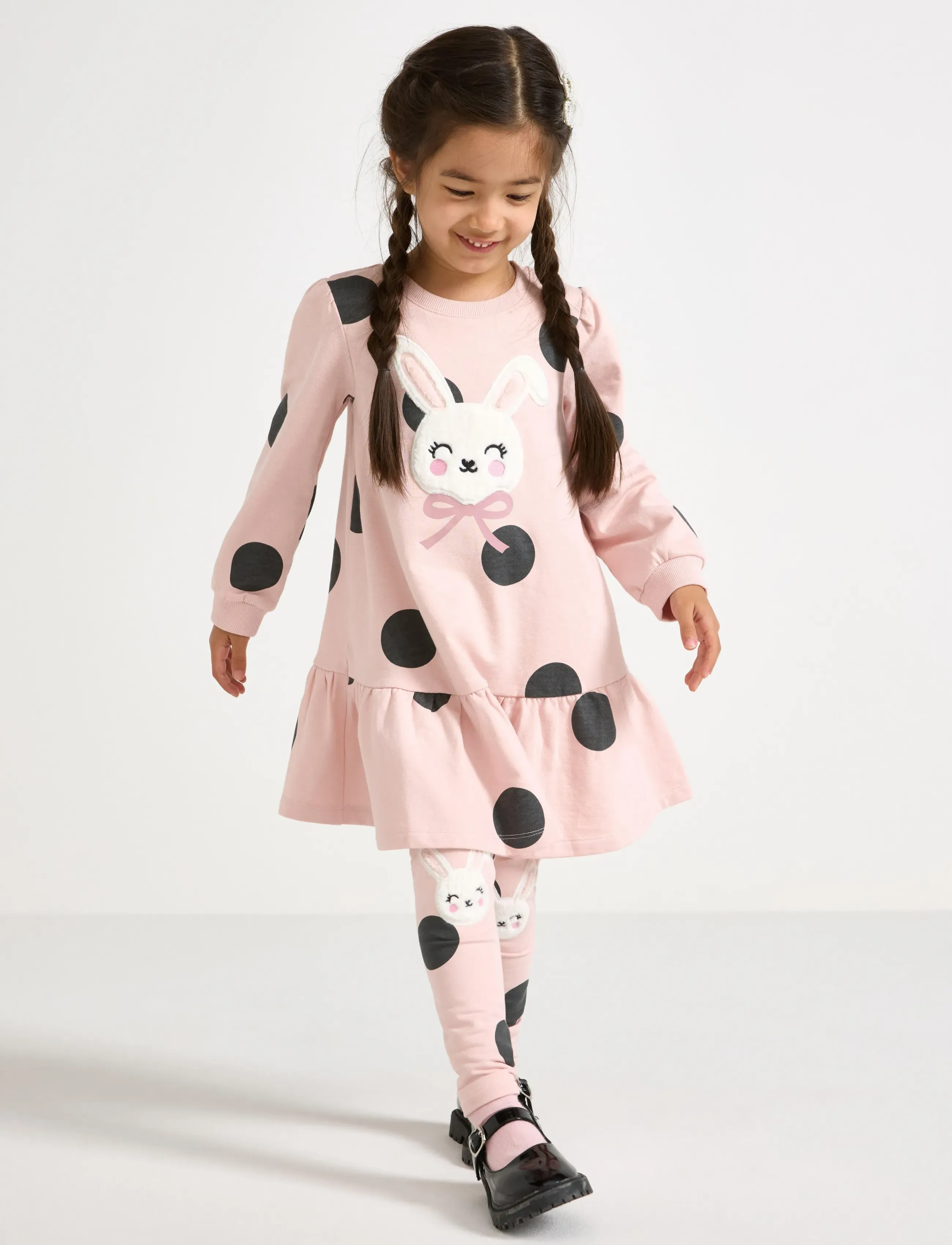 Lindex Dress AOP and pile applique - Klänningar & Kjolar - LIGHT DUSTY PINK / pink/rose