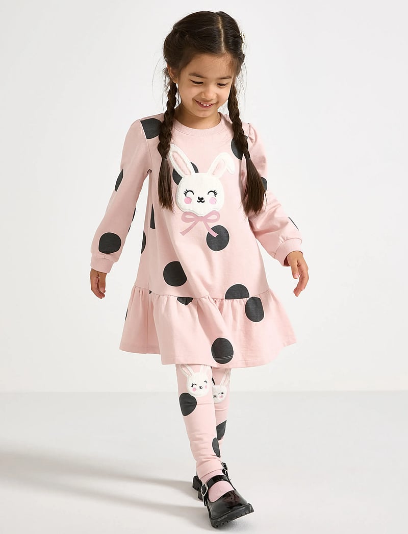 Lindex - Dress AOP and pile applique - langærmede hverdagskjoler - light dusty pink - 0