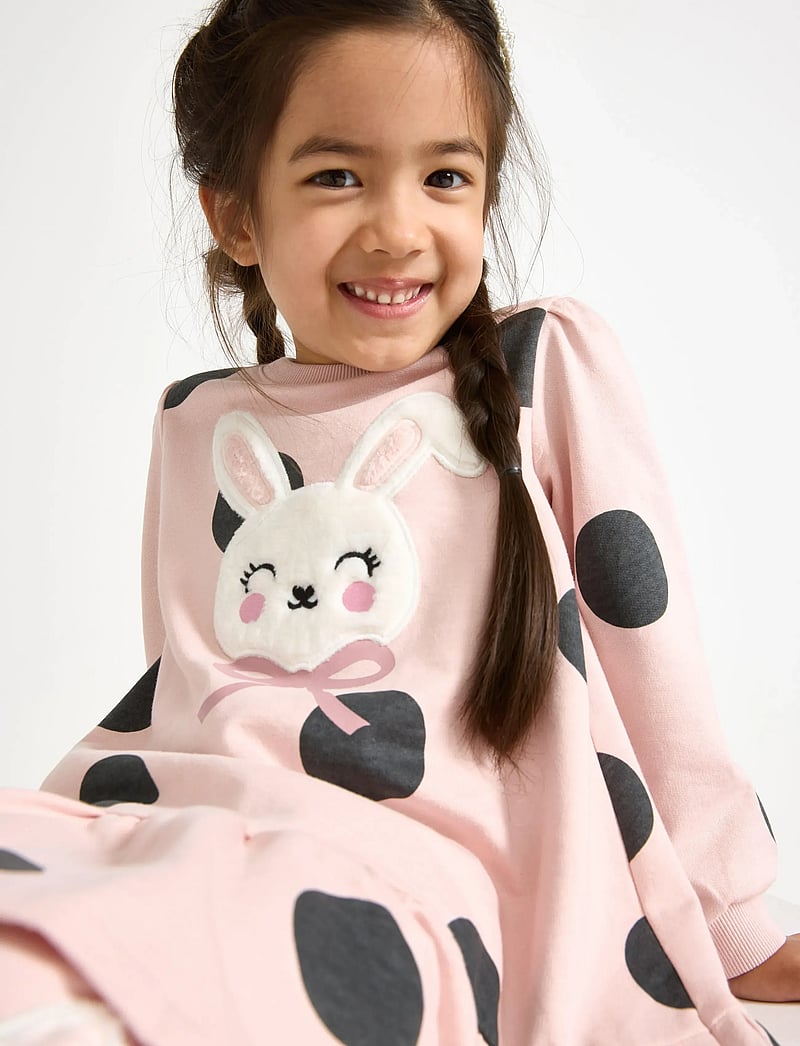 Lindex - Dress AOP and pile applique - langærmede hverdagskjoler - light dusty pink - 4