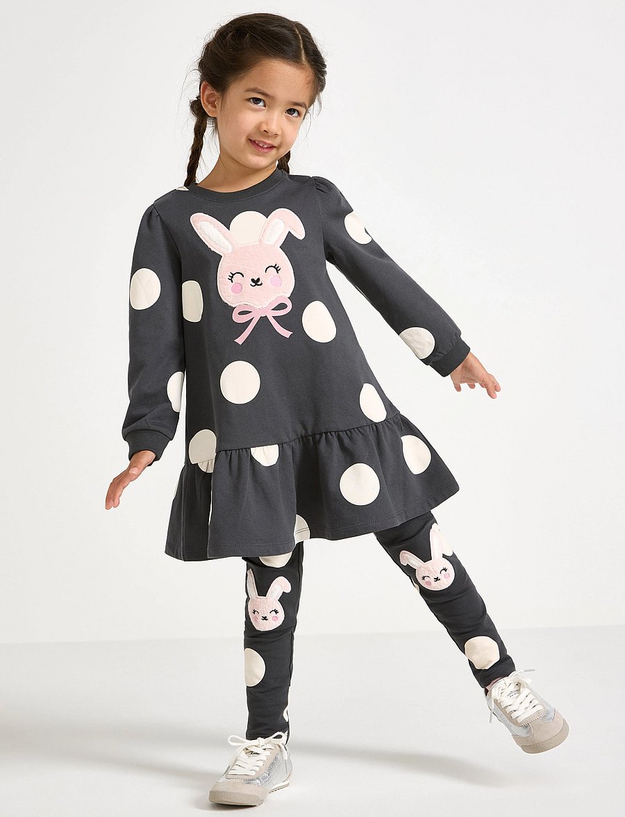 Lindex - Leggings br AOP knee applique - leggings - dark dusty grey - 0