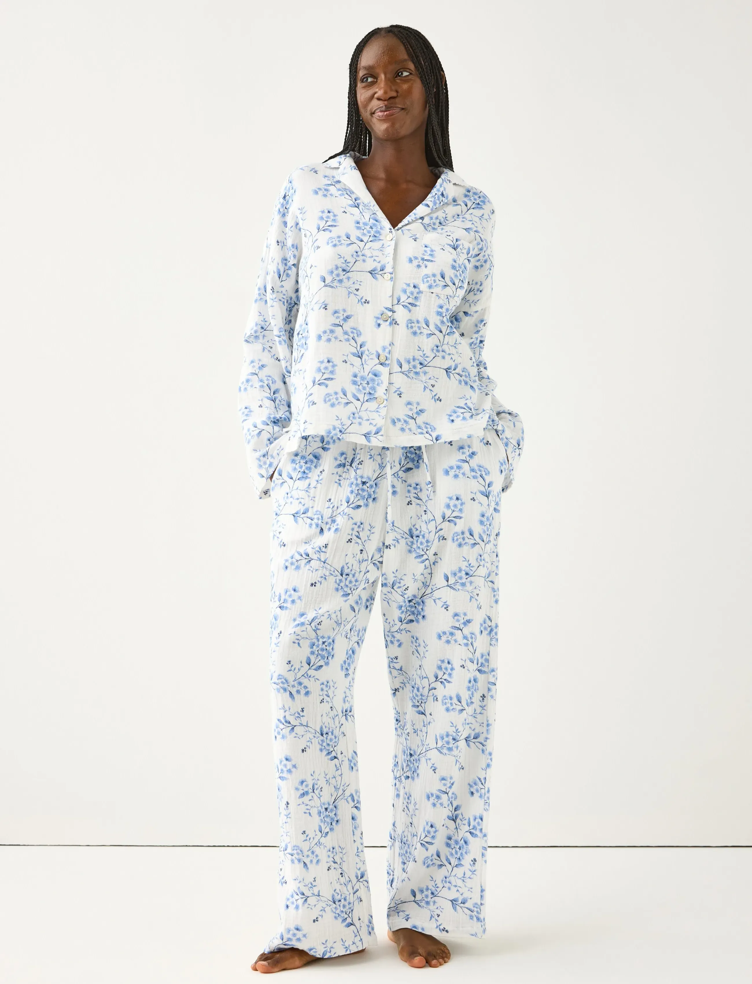 Lindex Pyjama set cotton gauze - Nattøj & Loungewear - BLUE / blue
