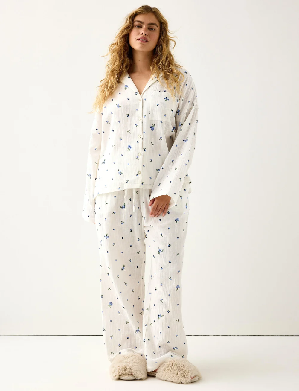 Lindex - Pyjama set cotton gauze - pyjamas - light white - 0