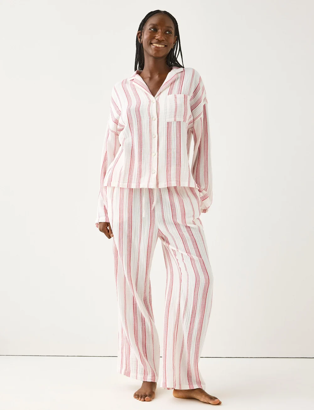 Lindex - Pyjama set cotton gauze - pyjamas - red - 0