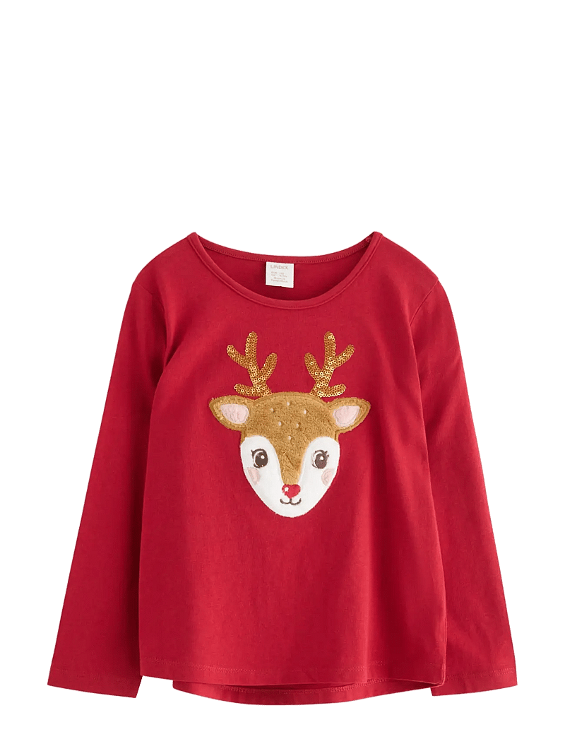 Lindex - Top ls pile applique - t-shirts à manches longues - dark red - 1