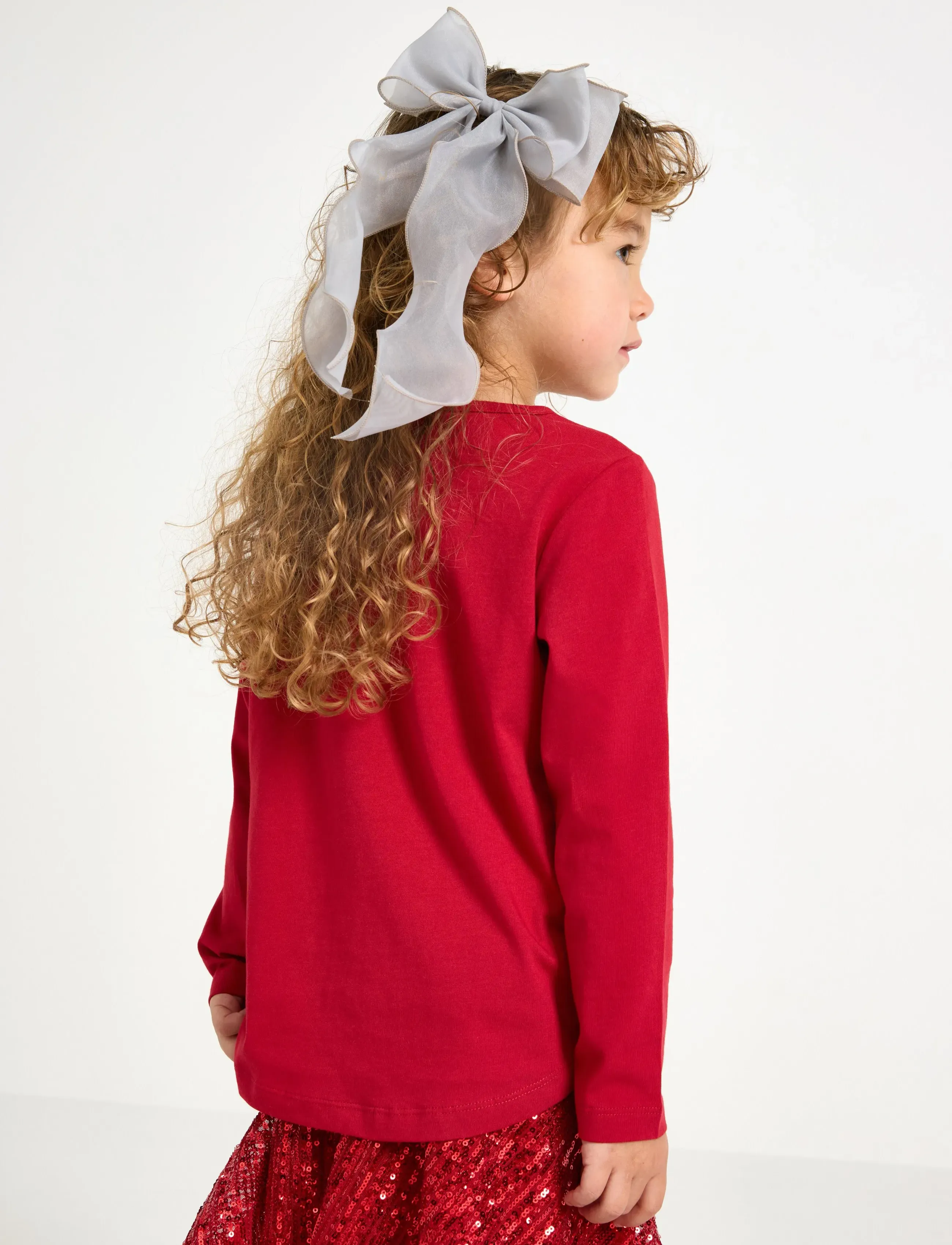 Lindex - Top ls pile applique - langärmelige - dark red - 3