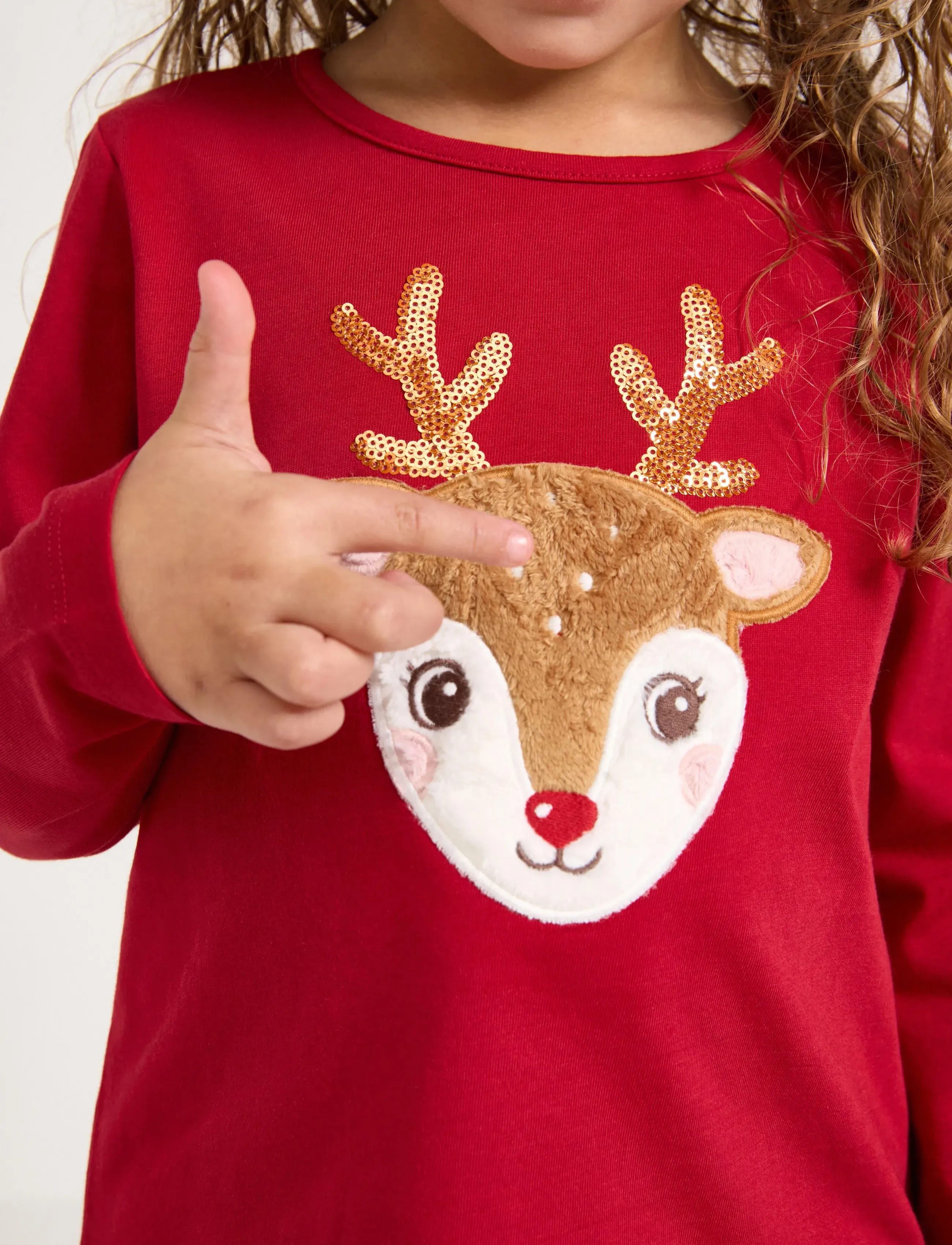 Lindex - Top ls pile applique - langärmelige - dark red - 4