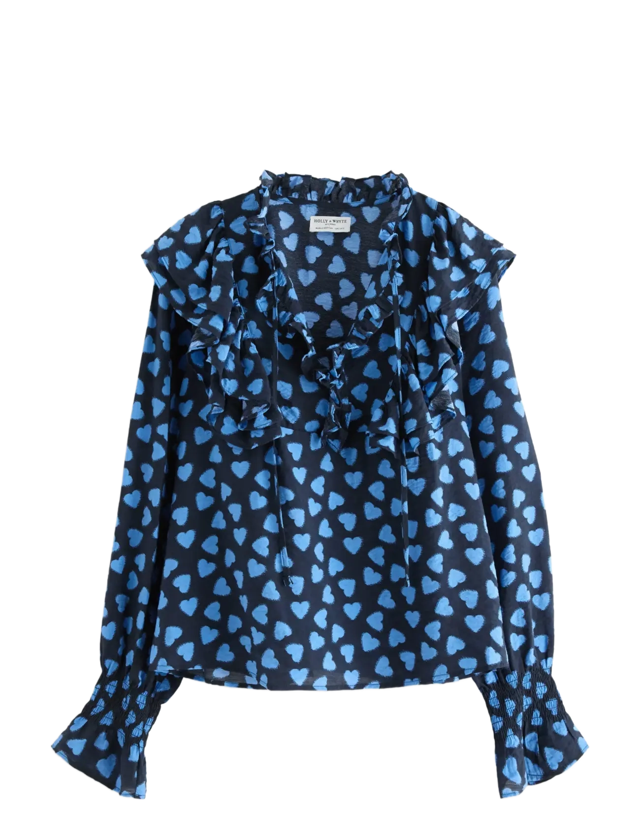 LINDEX Långärmad Blus Blau - S - Damen