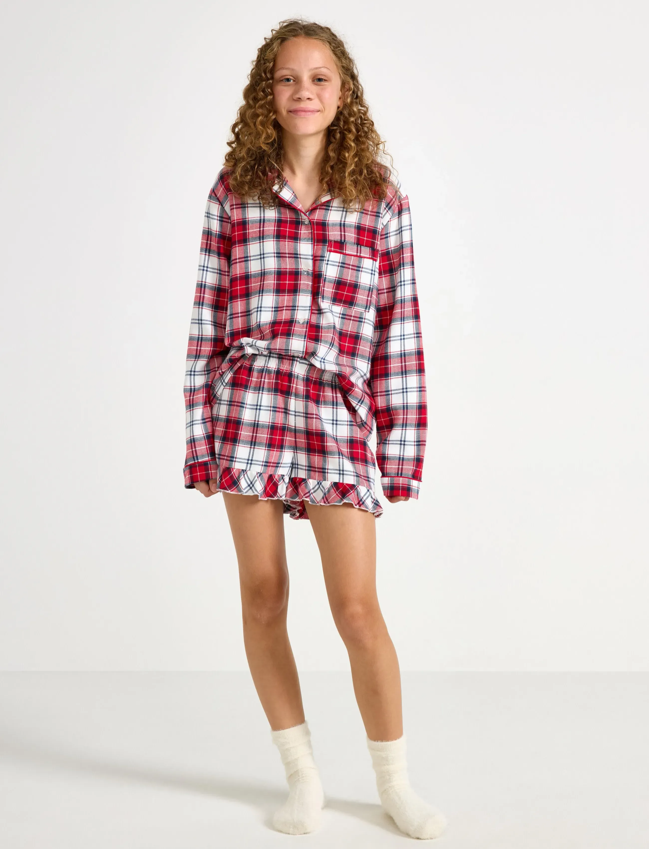 Lindex Pyjamassæt I Fløjl, 128, Pyjamas, Mehrfarbig/gemustert - Pyjama Sets, Kinder