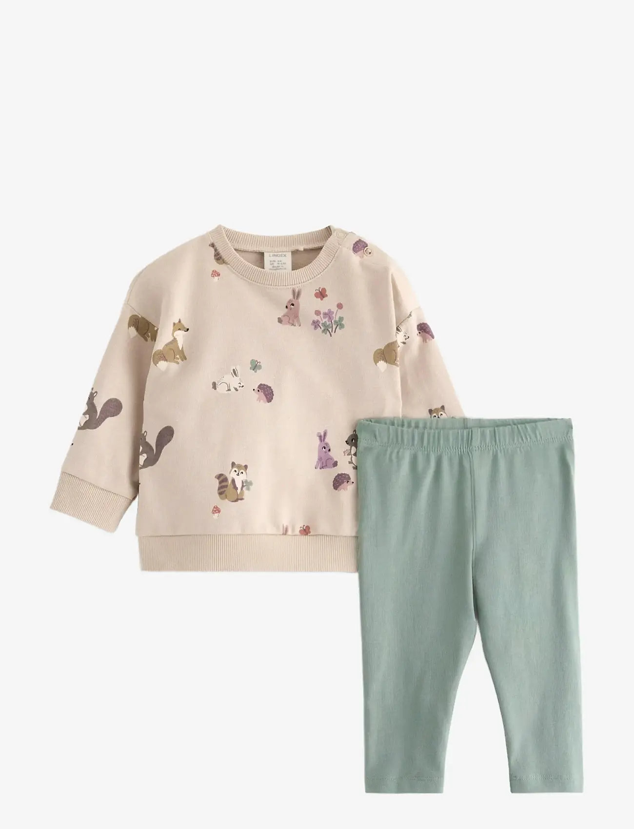 Lindex - Set Sweatshirt leggings forest - pikkade varrukatega t-särkide komplektid - light beige - 0