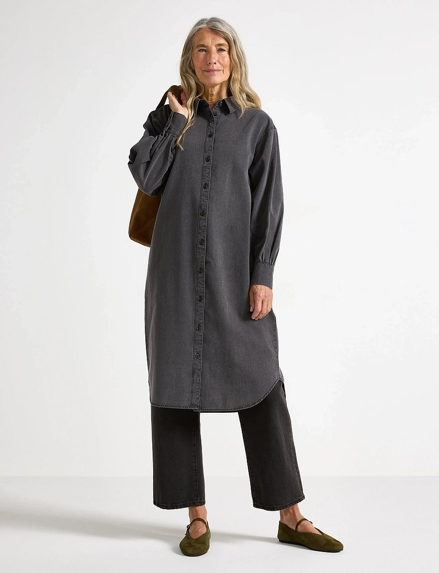Lindex - Dress Vega Midi - džinsinės suknelės - black - 0
