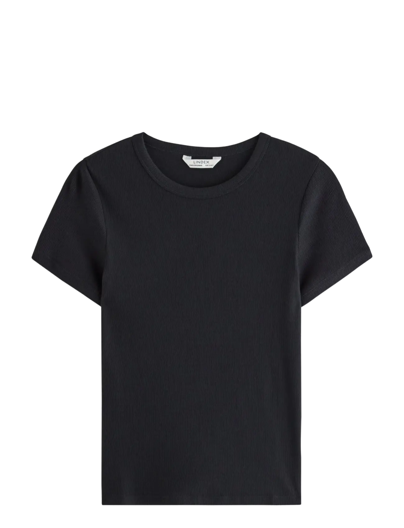 Lindex Short-sleeved ribbed top - Mysiga looks - BLACK / black