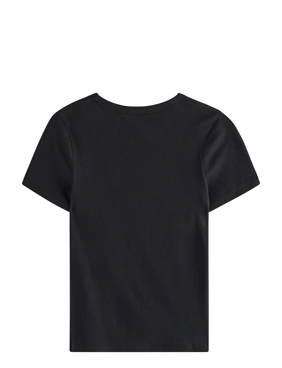 Lindex - Short-sleeved ribbed top - t-shirts - black - 2