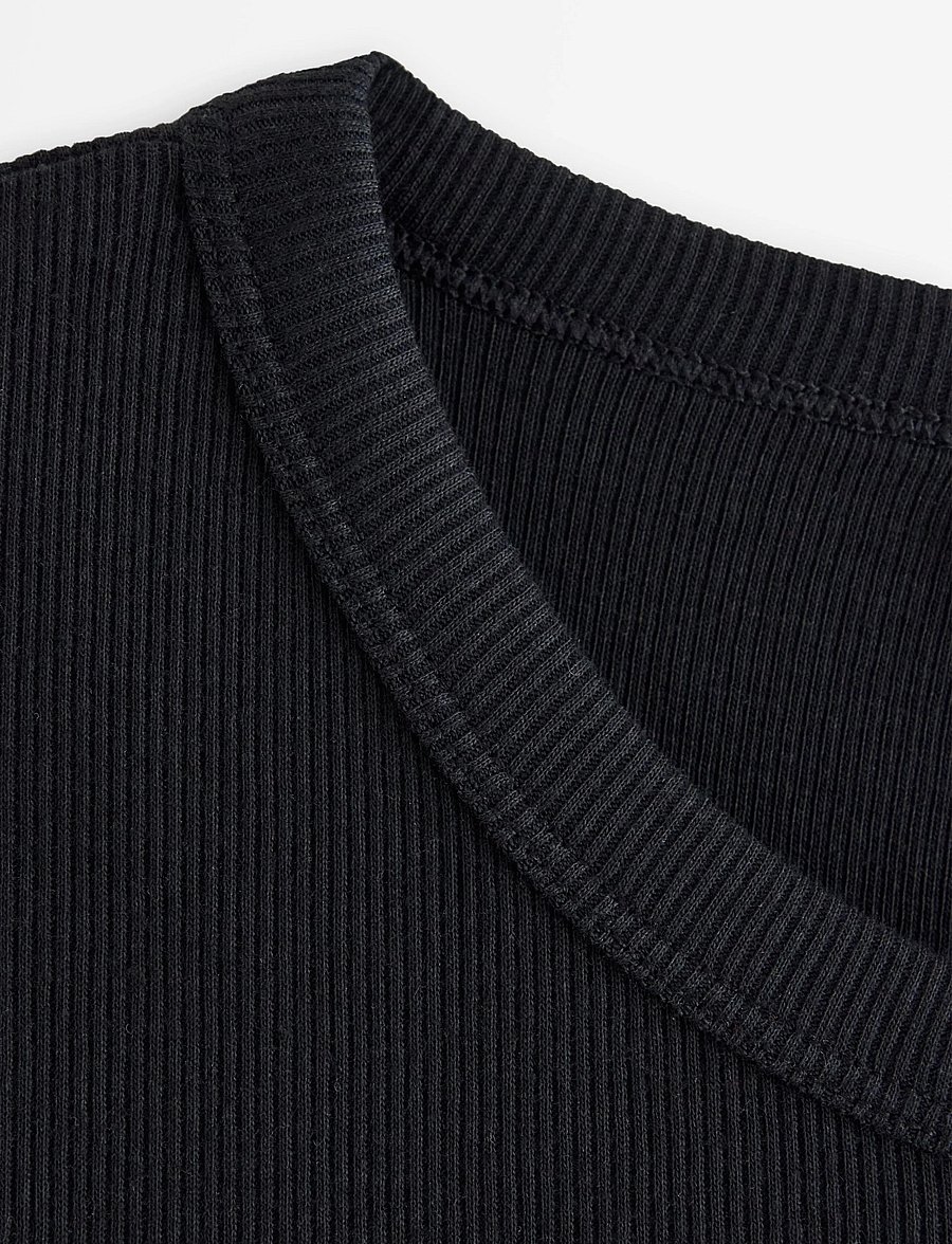 Lindex - Short-sleeved ribbed top - t-shirts - black - 5
