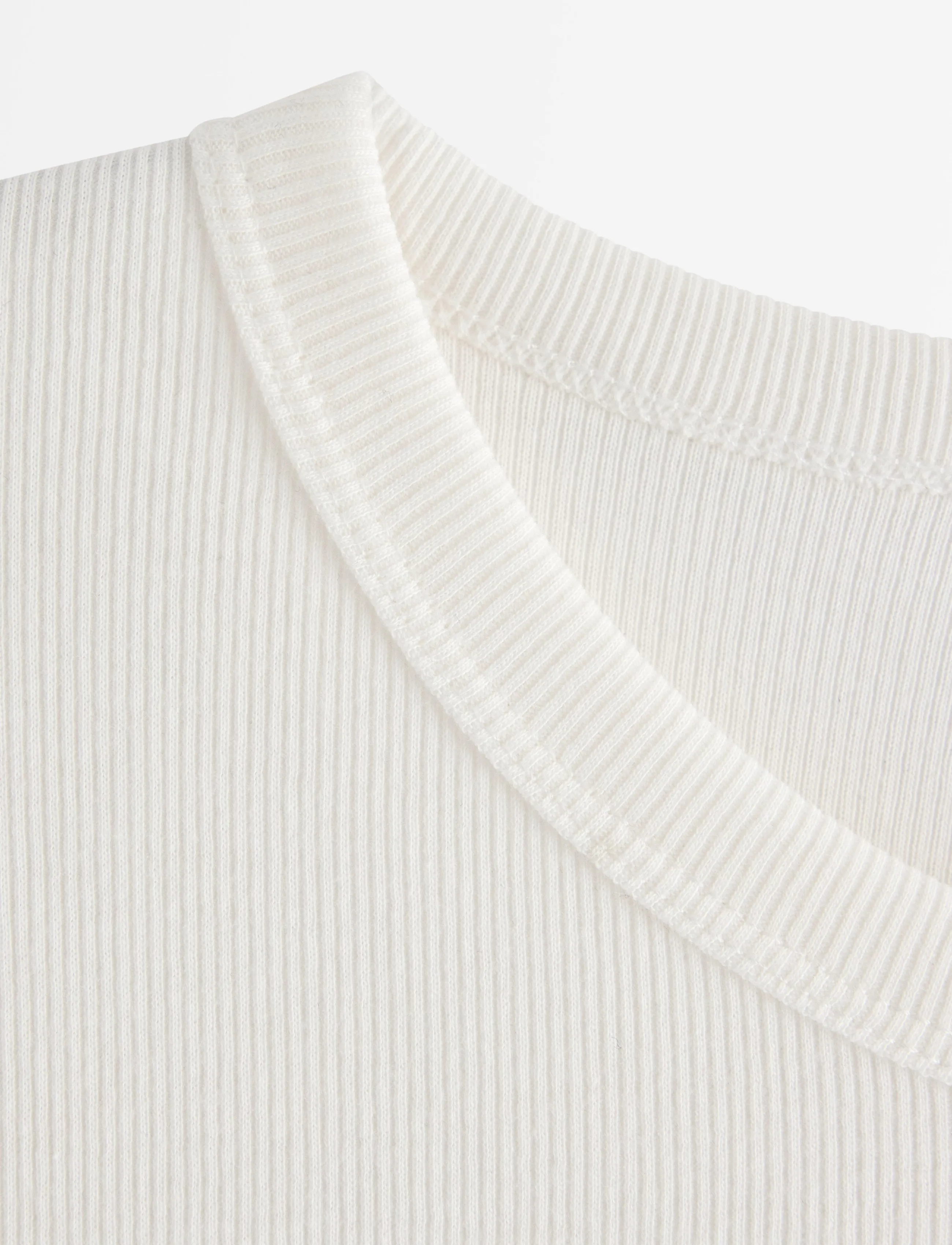 Lindex - Short-sleeved ribbed top - off white - 5