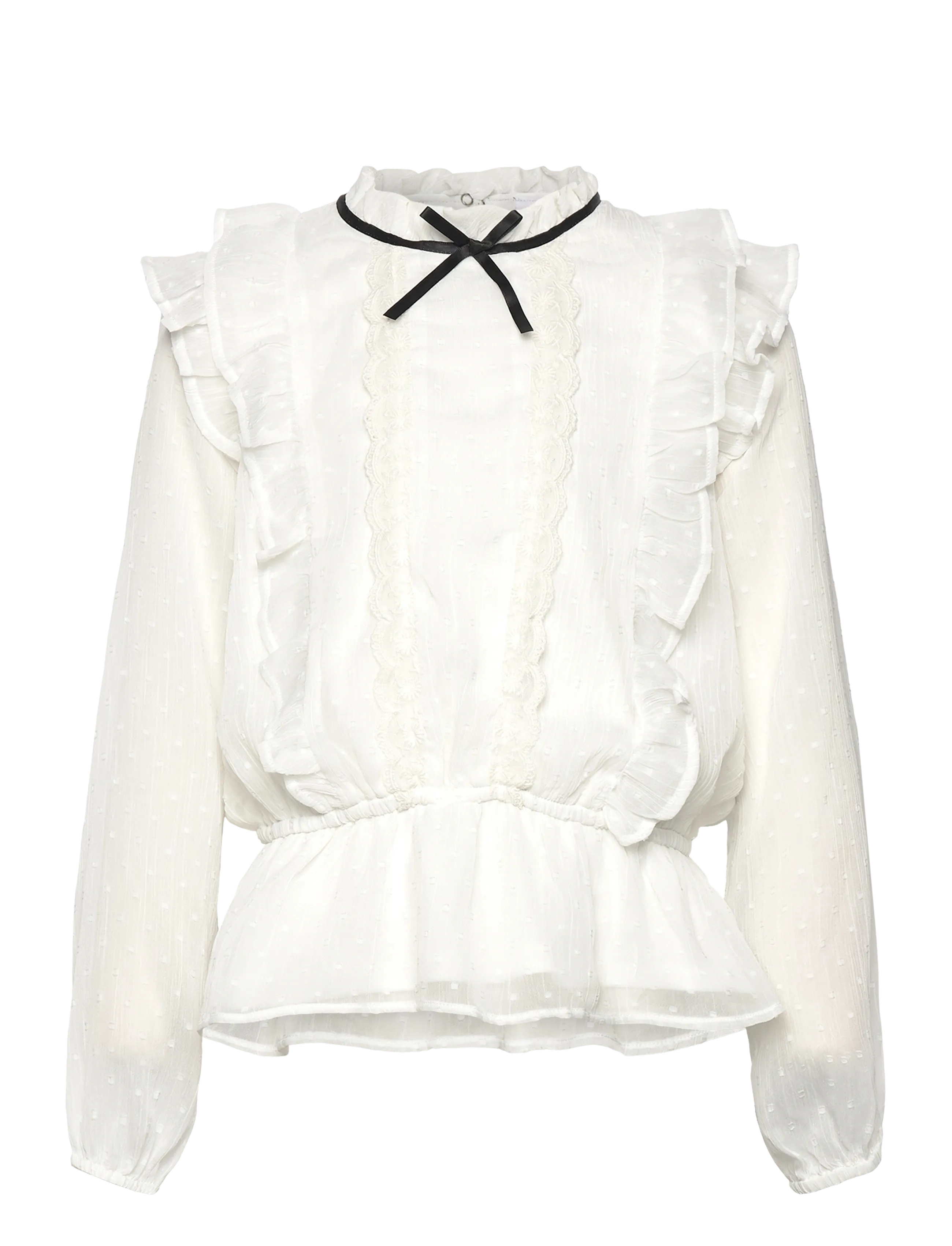 Blus med volanger - OFF WHITE