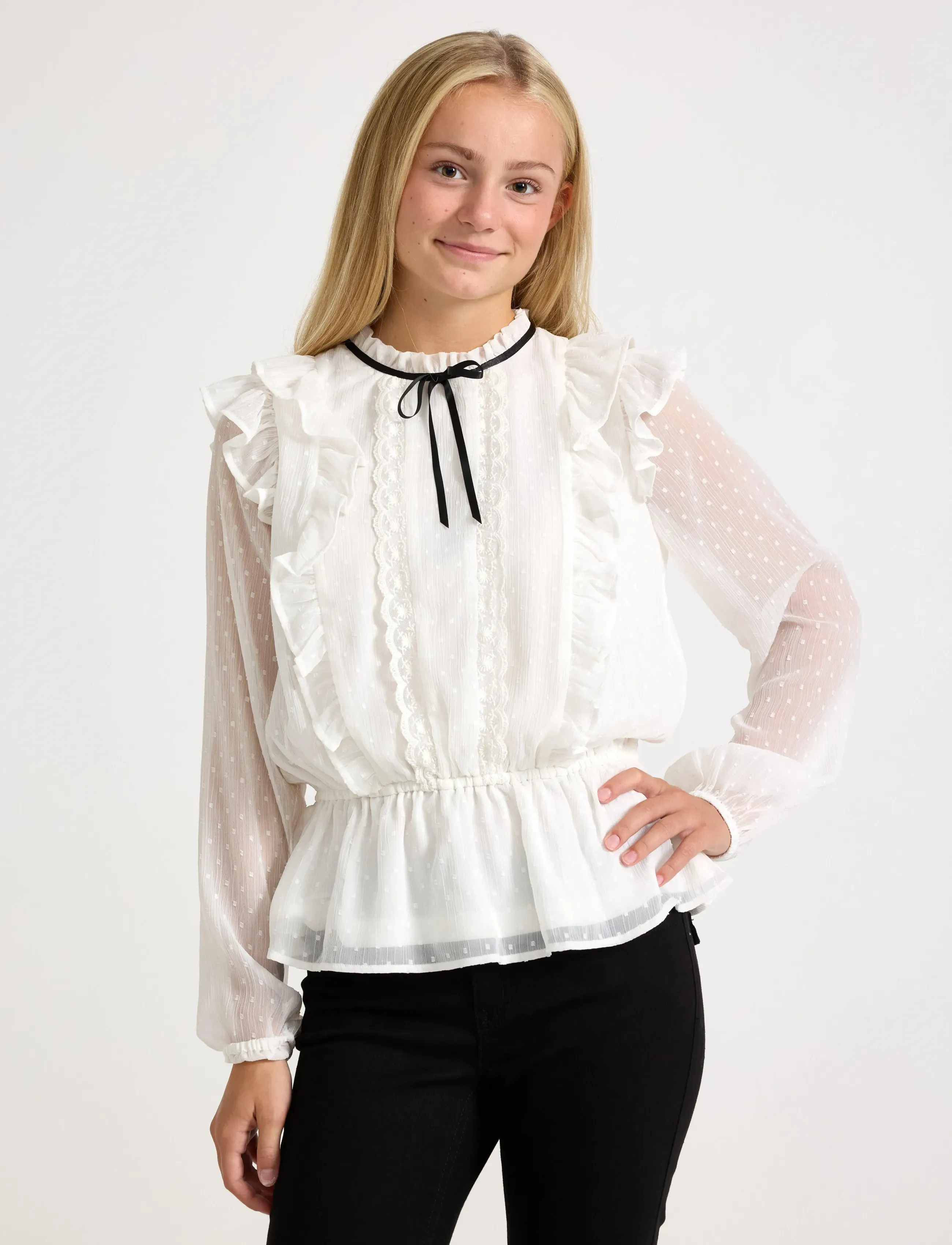 Lindex Blus med volanger - Blusen & Tuniken - OFF WHITE / white