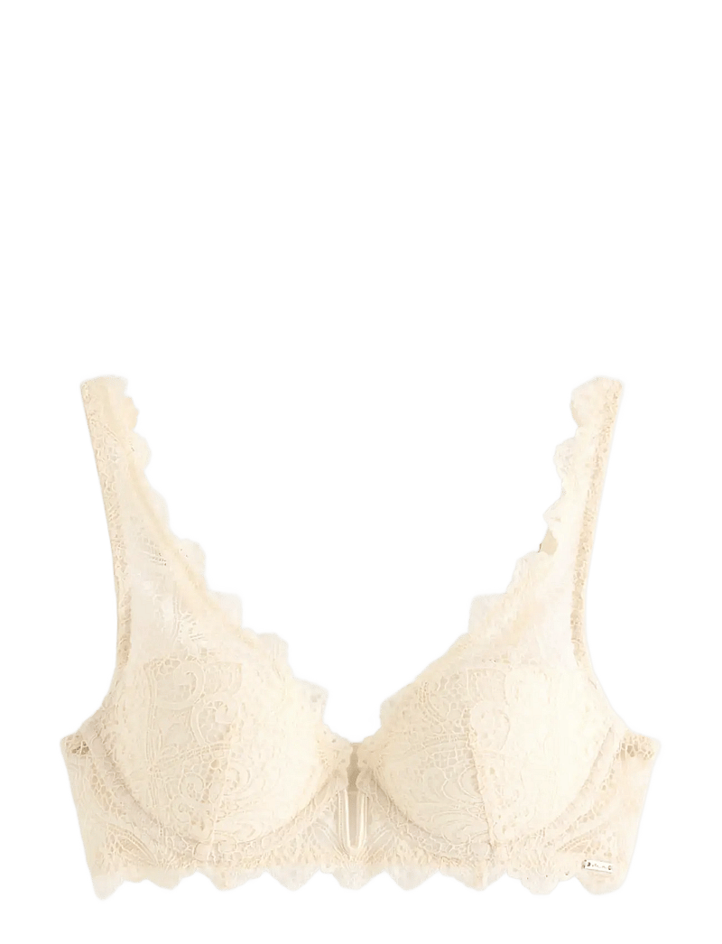Lindex - ella m – Tulip t-shirt bra in lace - t-shirt bh'er - dusty white - 1