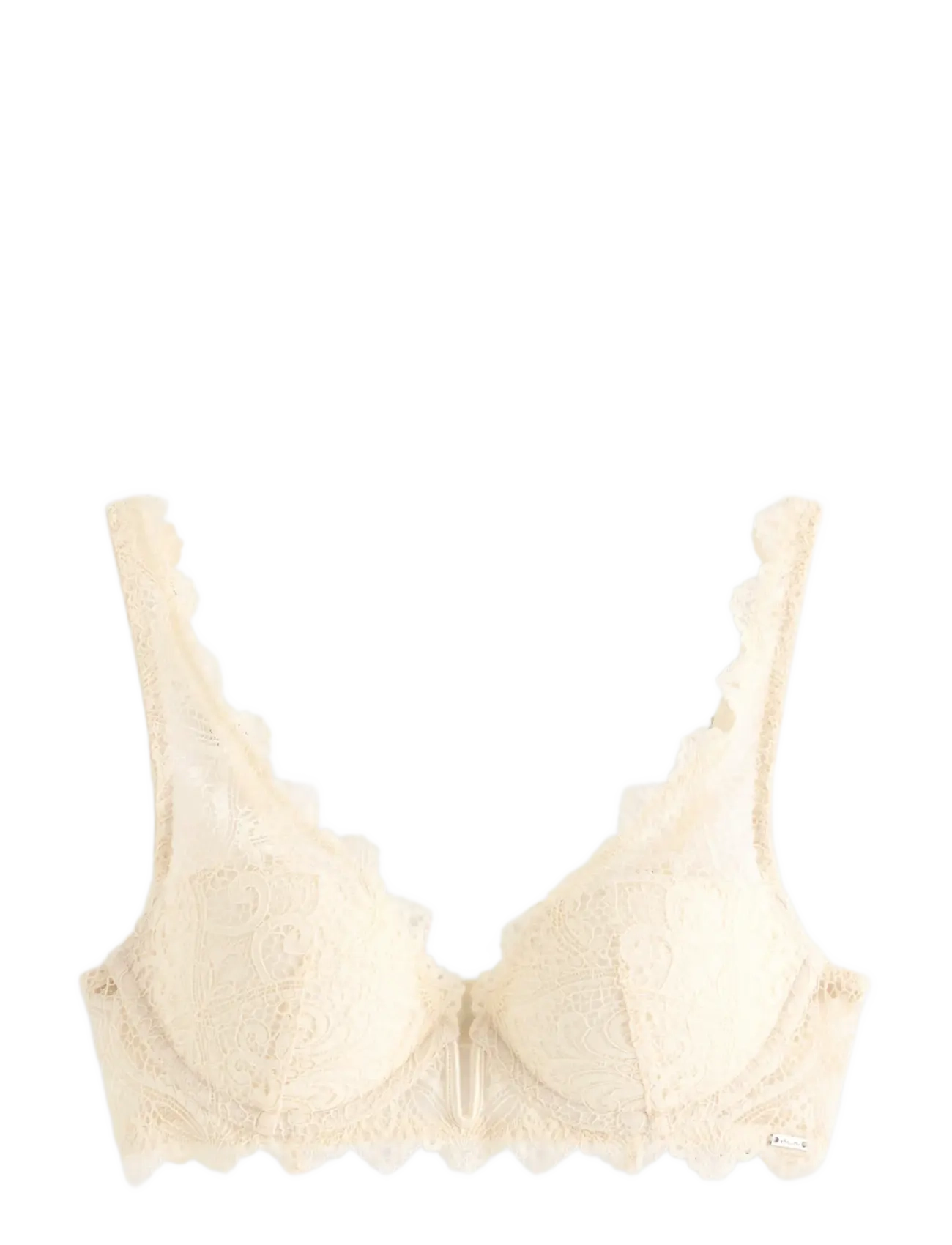 Lindex - ella m – Tulip t-shirt bra in lace - t-shirt bh'er - dusty white - 1