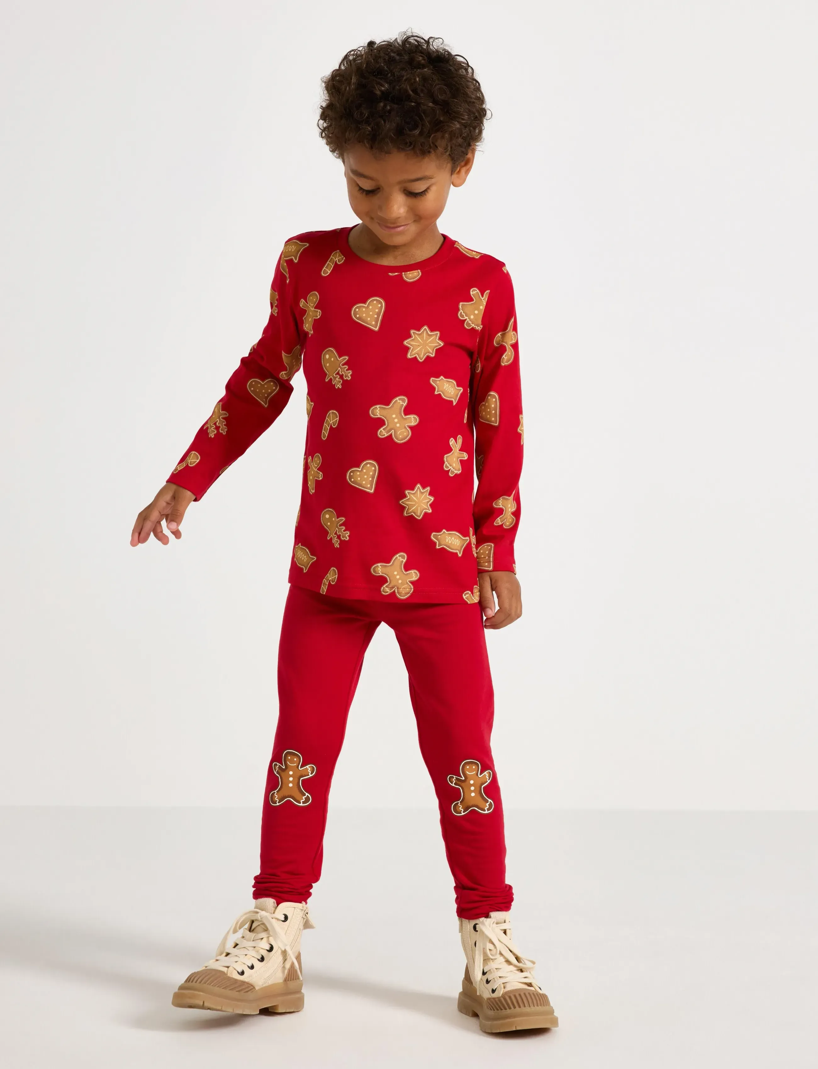 Lindex Leggings knee Christmas - Underdele - DARK RED / red