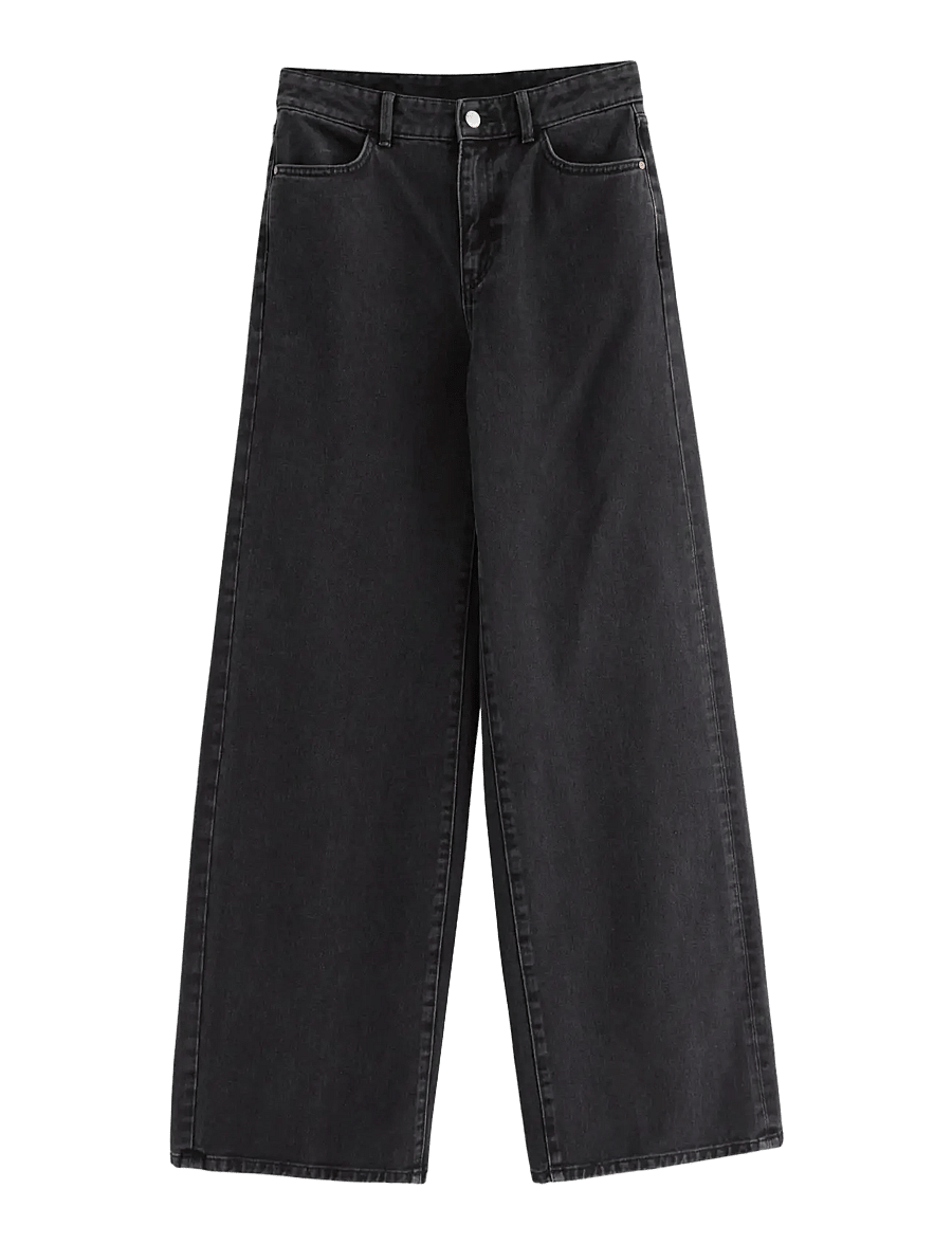 Lindex - WIDE Jackie jeans with extra wide leg - leveälahkeiset farkut - black denim - 1