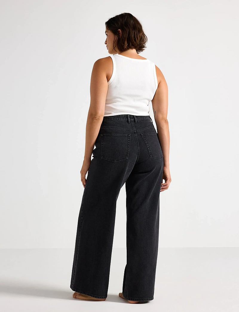 Lindex - WIDE Jackie jeans with extra wide leg - brede jeans - black denim - 3