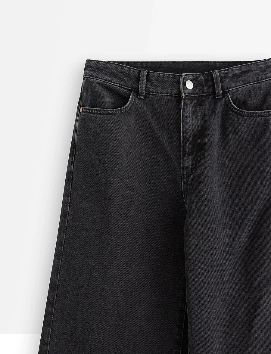 Lindex - WIDE Jackie jeans with extra wide leg - leveälahkeiset farkut - black denim - 5