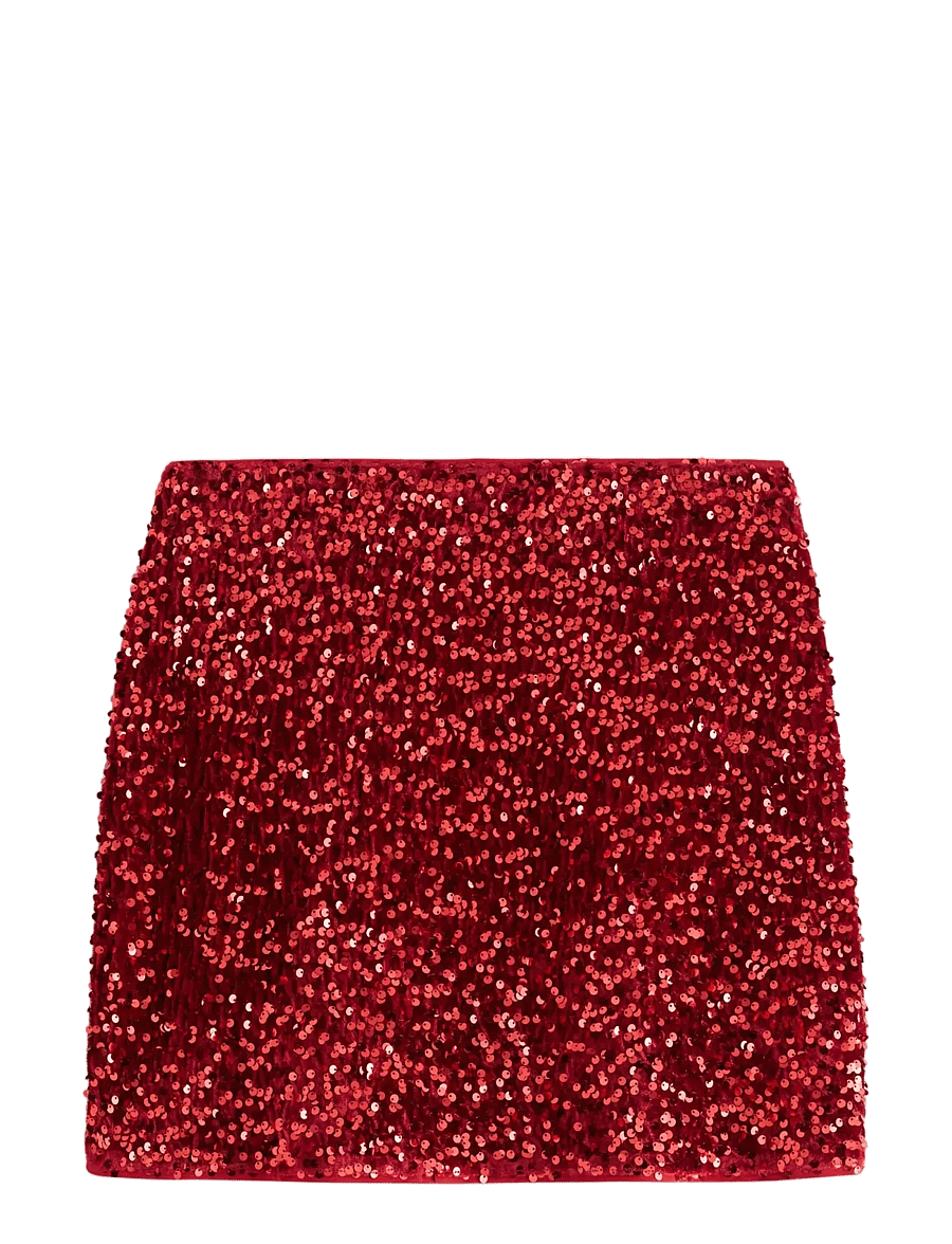 Lindex - Kjol med paljetter - korte nederdele - red - 2