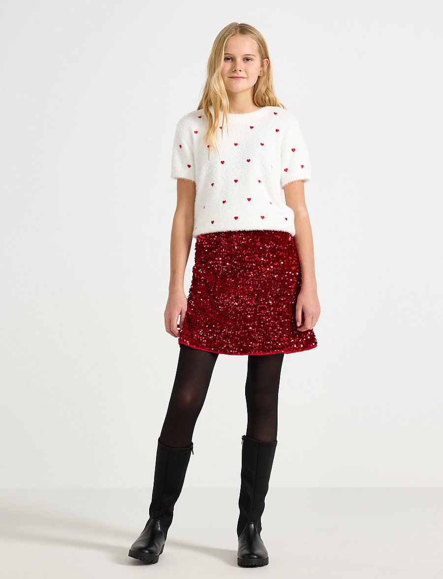 Lindex - Kjol med paljetter - korte nederdele - red - 0