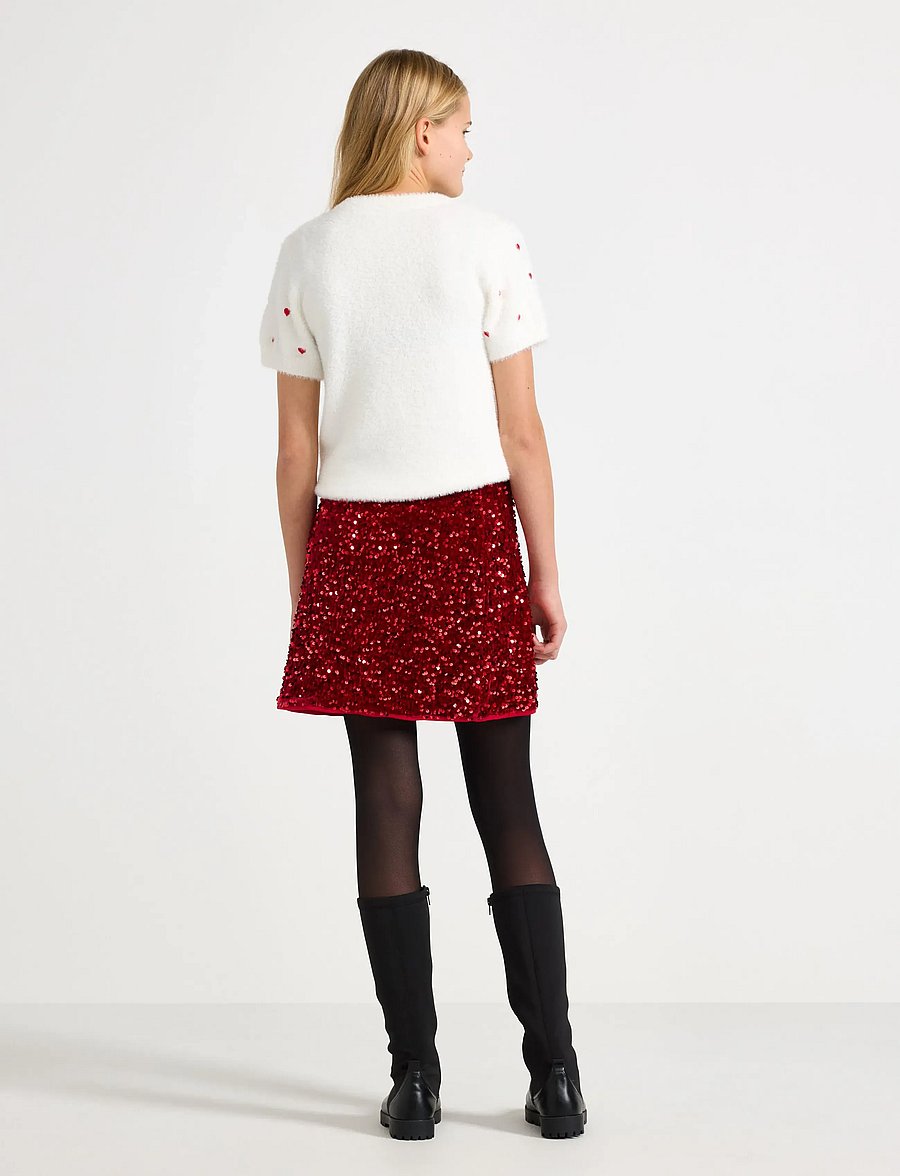 Lindex - Kjol med paljetter - korte nederdele - red - 3