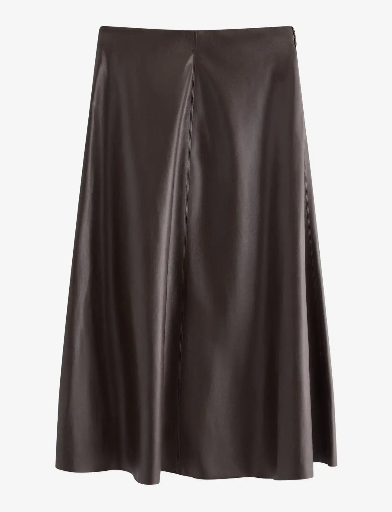 Lindex - Flared midi nederdel i imiteret læder - midi-röcke - dark brown - 1