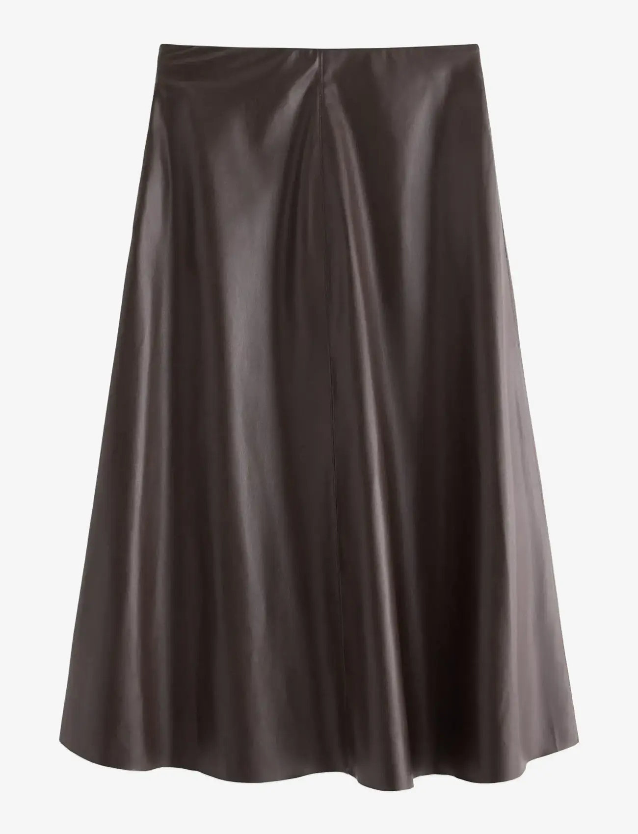 Lindex - Flared midi nederdel i imiteret læder - midi-röcke - dark brown - 2