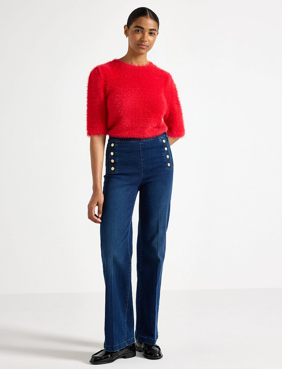 Lindex - Trousers Anais denim - schlaghosen - dark denim - 0