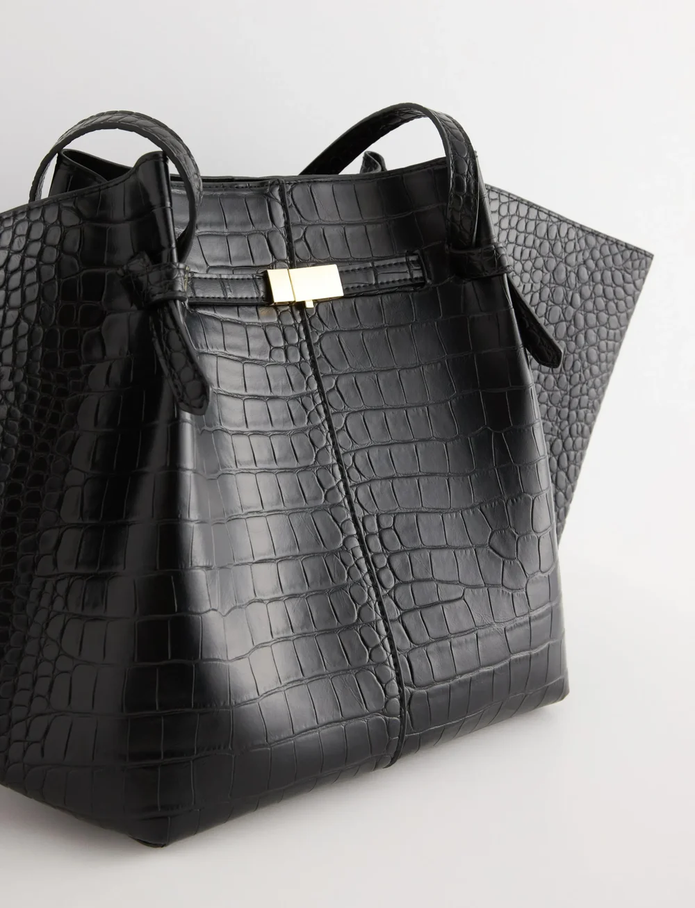 Lindex - Bag Tote Elsie Croco - totes - black - 2